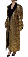 Gold Floral Jacquard Wool Trench Coat Jacket 3