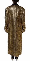 Gold Floral Jacquard Wool Trench Coat Jacket 4