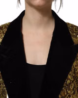 Gold Floral Jacquard Wool Trench Coat Jacket 5