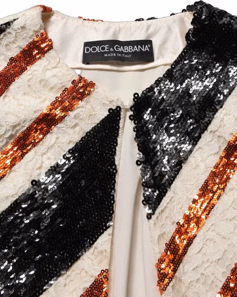 Multicolor Stripe Sequin Duster Coat Jacket