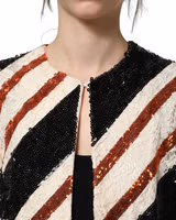 Multicolor Stripe Sequin Duster Coat Jacket 5