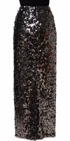 Brown Sequinned Embellished Pencil Cut Skirt 4