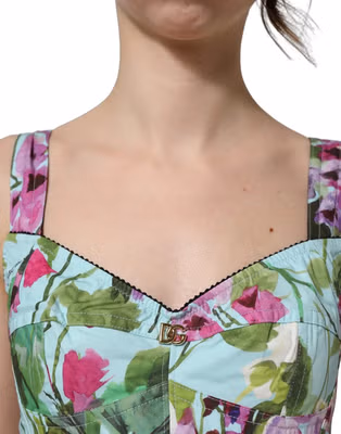 Multicolor Floral Cropped Bustier Tank Top