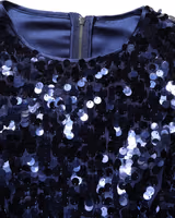 Blue Sequined Long Sleeves Crop Blouse Top 1