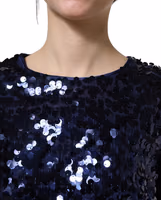 Blue Sequined Long Sleeves Crop Blouse Top 5