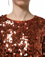 Red Sequined Long Sleeves Crop Blouse Top 3
