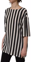 Black White Stripes Round Neck Blouse Top 3