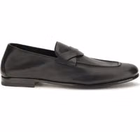 Black Calf Leather Bos Taurus Slip-On Loafers 1