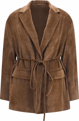 Brown Viscose Full-Length Jacket