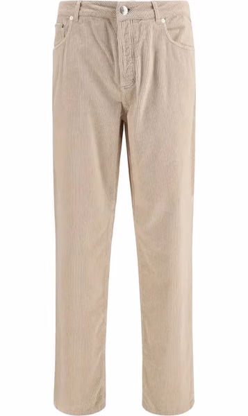 Beige Cotton Casual Pants