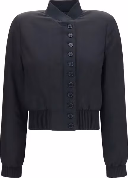 Black Polyester Bomber