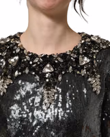 Metallic Gray Sequin Embellished Blouse Top 4