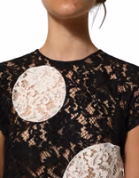 Black White Floral Lace Short Sleeve Blouse Top 3