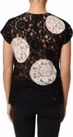 Black White Floral Lace Short Sleeve Blouse Top 5