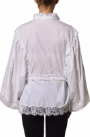White Ruffled Lace Embellished Blouse Top 2