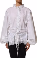White Ruffled Lace Embellished Blouse Top 3