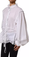 White Ruffled Lace Embellished Blouse Top 4