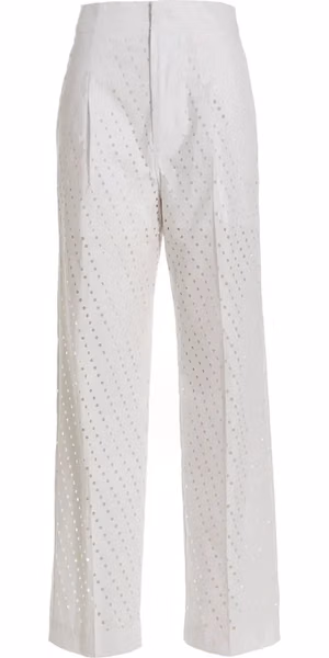 White Cotton Casual Pants