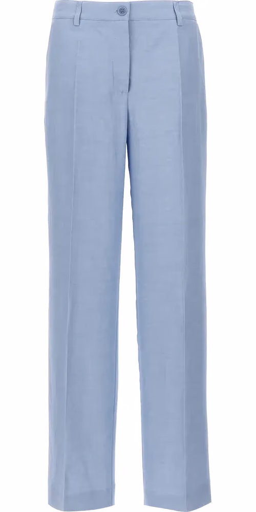 Blue Viscose Casual Pants