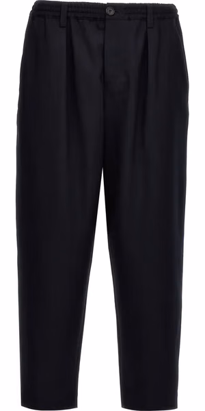 Blue Virgin Wool Cropped Pants