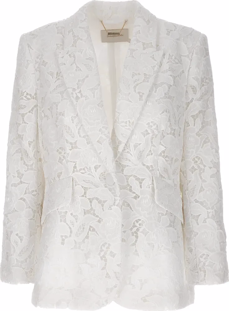 White Polyester Blazer