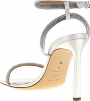 White Goatskin Stiletto Heel Sandals 3