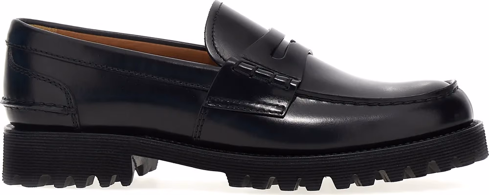 Black Cowhide Slip-On Loafers