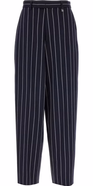 Blue Polyester Casual Pants