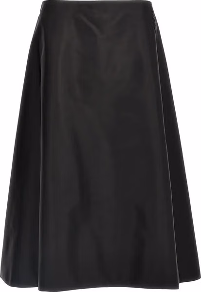 Black Polyamide Midi Skirt