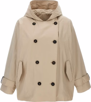 Beige Polyester Full-Length Jacket