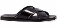 Black Calf Leather Bos Taurus Slides 1
