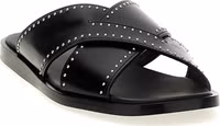 Black Calf Leather Bos Taurus Slides 2