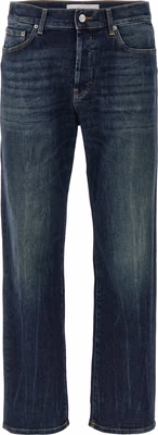 Blue Cotton Straight-Leg Jeans