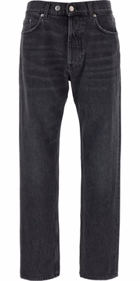 Gray Cotton Straight-Leg Jeans