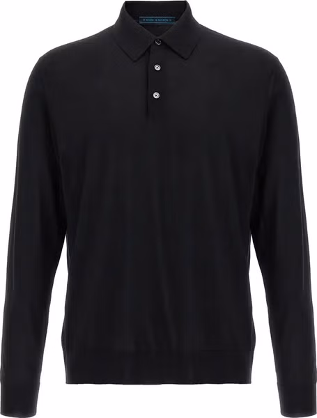 Black Wool Polo Shirt