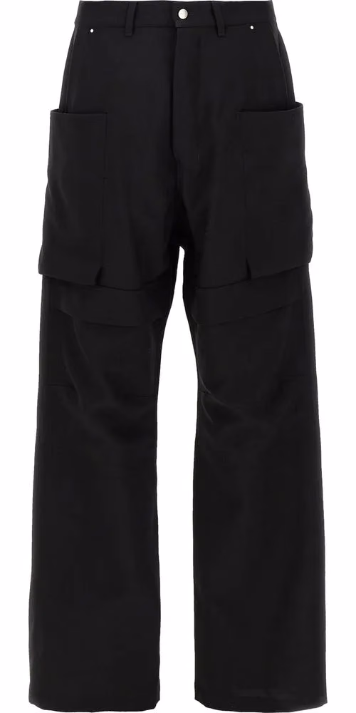 Black Virgin Wool Cargo Pants