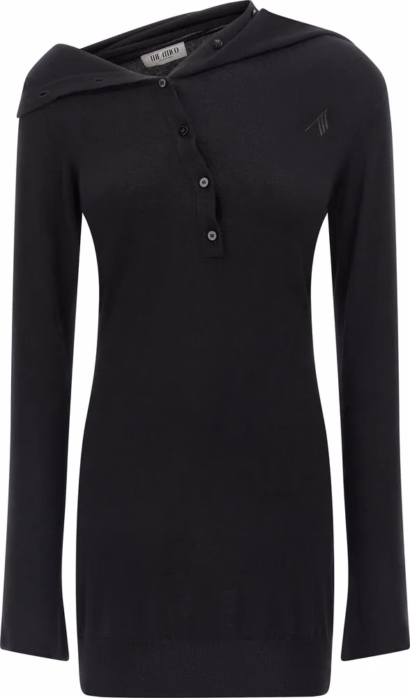 Black Virgin Wool Short Dress