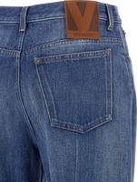 Blue Cotton Flared Jeans 4