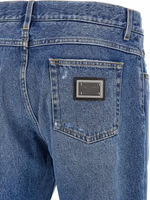 Blue Cotton Straight-Leg Jeans 4