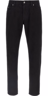 Black Cotton Straight-Leg Jeans