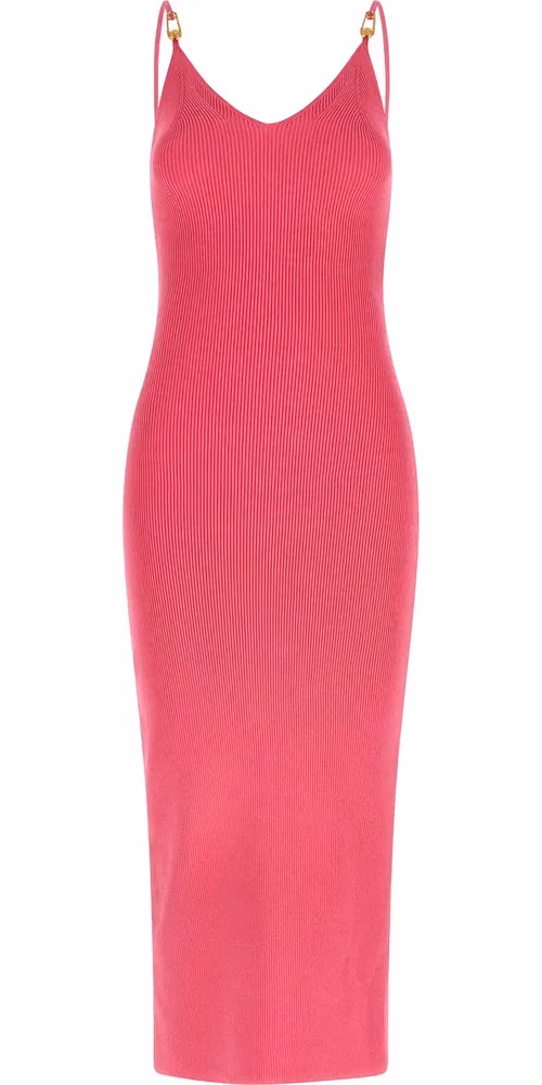 Fuchsia Viscose Midi Dress