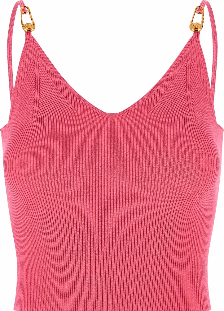 Fuchsia Viscose Sleeveles T-Shirt