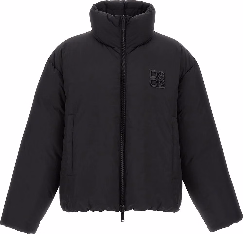 Black Polyester Full-Length Jacket