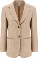 Beige Alpaca Leather Blazer 1
