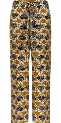Bicolor Silk Casual Pants
