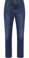Blue Cotton Straight-Leg Jeans 1