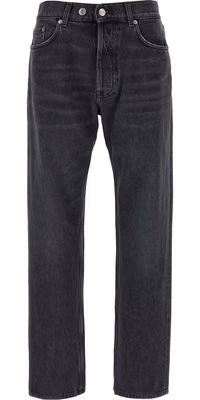 Black Cotton Straight-Leg Jeans