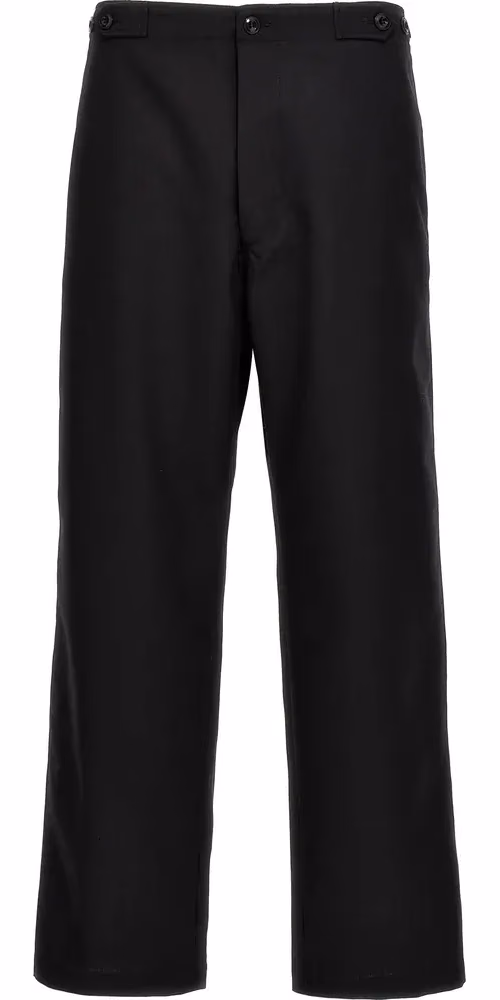 Black Polyester Casual Pants