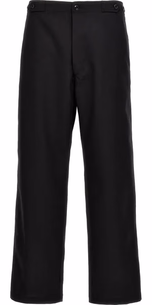 Black Polyester Casual Pants