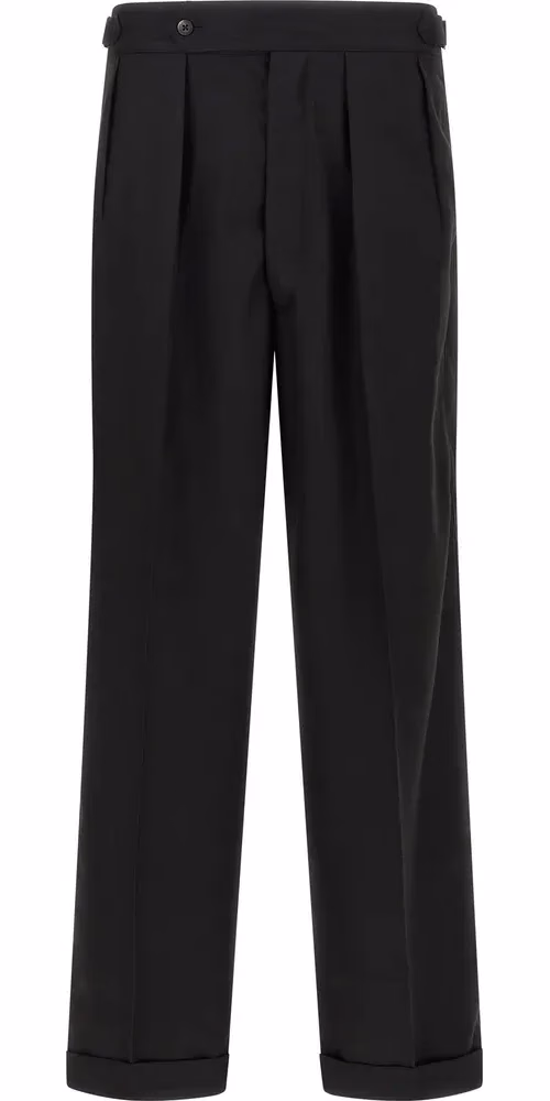 Black Polyester Casual Pants